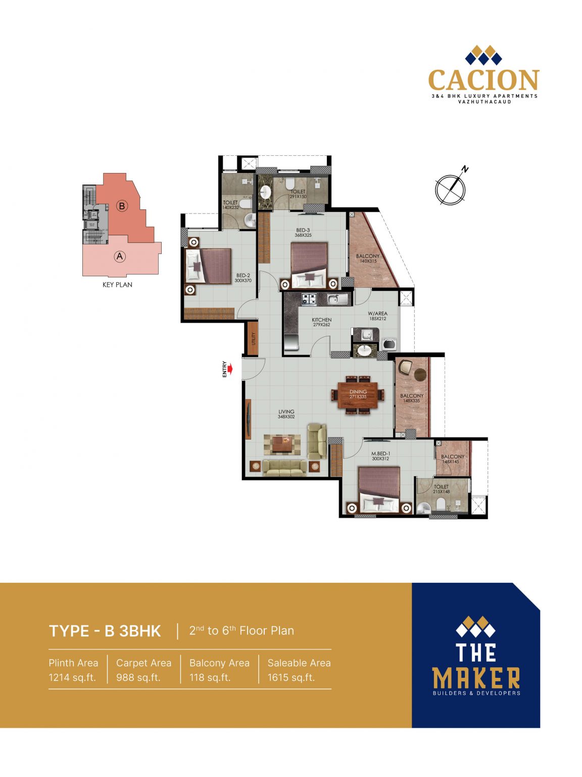 TYPE - B 3BHK